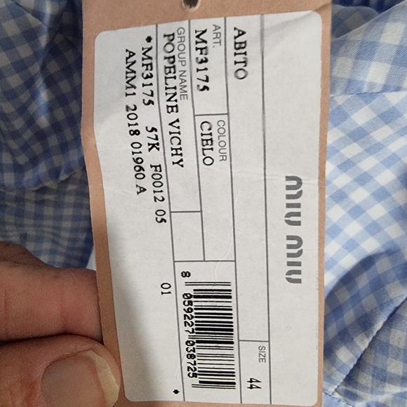 ✨️HOST PICK ✨️Miu Miu by Prada Gingham size 44 (aus 16)Cotton dress. - Picture 3 of 8